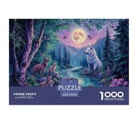 White Wolf 1000 Pieces Premium Jigsaw Moonlight Scenery Age 12+ Quirky, Abstract Design, Home Decoration, Educational, Challenging 70x50cm/1000pcs