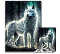 White Wolf 1000 Pieces Puzzle Gifts Wooden Jigsaw Puzzles for Adults Interactive Family Game Ideal Family Activity Game 1000 PCS(75x50cm)