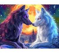 White Wolf 1000 Pieces Set Classic Jigsaw Puzzle Animal Pet Couple Puzzle Partners Mind Relaxation Wall Decor Easter New Year Recycled Cardboard 1000 PCS/75x50cm