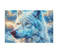White Wolf 1000 Pieces Set Classic Jigsaw Puzzle Teen Fans 14-18 Yrs Brain Training Logic Skill Leisure Adventure Valentines Recycled Cardboard 1000 PCS/75x50cm