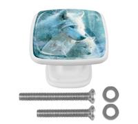 White Wolf 4 Pack Square Knobs, White Kitchen Cabinet Knobs, Single Hole Drawer Handle Pulls for Drawer Closet Cupboard Wardrobe Dresser Door