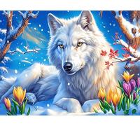 White Wolf 500 PCS/52×38cm Jigsaw Puzzle Bundle Magical Cosmic Creatures Family Puzzle Lovers Fun Family Game Mindful Activity Spring Gift Precision Cut Cardboard 500 PCS/52×38cm