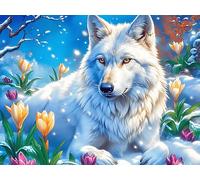 White Wolf 500-piece Jigsaw Puzzle Bundle Magical Cosmic Creatures Family Puzzle Lovers Brain Training Mindful Activity Spring Paperboard Creativity & Gift Giving 500 PCS/52×38cm