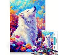 White Wolf Adults Puzzles 1000 Piece Jigsaws Recall Skill Fun High Precision Die Cut Easy to Learn Family Enjoyment (38x52cm)