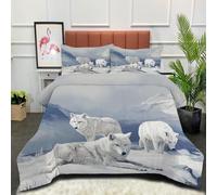 White Wolf All Season Duvet - 200x200cm Coverless Duvet Snowy Mountains Down Alternative Cosy and Lightweight with Pillowcases, White
