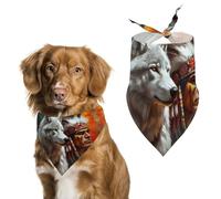 White Wolf And Indians Dog Bandana Adjustable Pet Scarf Bib Cute Triangle Handkerchief for Dogs Cats Gifts