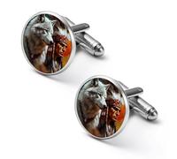 White Wolf And Indians Fashion Cufflinks for Men Classic Shirts Cuff Links Set for Wedding Business 2.0cm