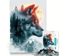 White Wolf And The Moon Jigsaw 1000 Piece Mind Skill Play Stable Fit No Shifting Parts Enjoyable Pastime for Long Weekends (38x52cm)