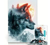 White Wolf And The Moon Jigsaw for Teenagers 1000 Pieces Mental Improve Play Uniform Size Precise Pieces Family Fun Night Activity (38x26cm)