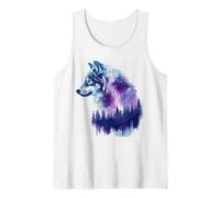 White Wolf Arctic Wolves Animal Lover Northern Lights Tank Top