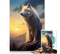 White Wolf at Sunset 1000 Piece Puzzle For Adults Mind Skill Play Laser Cut for Flawless Fit Rewarding Activity for Rainy Days (50x75cm)
