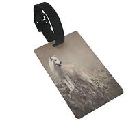 White Wolf at The Night 2 PC PVC Luggage Tags Privacy Cover Silicone Luggage Tags Travel Suitcase Tags Travel Accessories