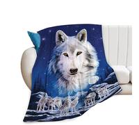 White Wolf Blanket Super Soft Cozy Wolves Fleece Throw Blanket Lightweight Plush Wildlife Animal Bedding Blanket Gifts for Men Women Kids Girls Boys Bed Decor 40''X50''