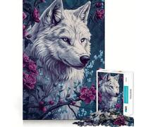 White Wolf Bloom 1000 Piece Teenager Puzzles Brain Boosting Play Tight Interlock No Gaps Relaxing Indoor Group Activity (38x26cm)