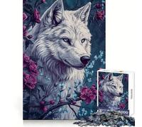 White Wolf Bloom 1000 Pieces Jigsaw Puzzles for Adults Sharp Memory Serene Escape Neat Edges Ideal Present (50x75cm)