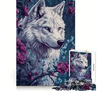 White Wolf Bloom 1000 Pieces Jigsaw Puzzles for Teenagers Think Training Mindful Escape Defined Edges Seasonal Gift (38x26cm)