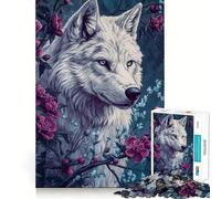 White Wolf Bloom Jigsaw Puzzle 1000 Recall Fun Play Advanced Laser Cutting Tech Holiday Indoor Entertainment Toy (38x52cm)