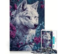 White Wolf Bloom Jigsaw Puzzles 1000 Piece for Adults Recall Fun Play Firm Fit Secure Assembly Family Fun Night Activity (50x75cm)