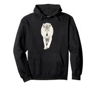 White Wolf Bold Arctic Animal Walking Forward, Love Wolves Pullover Hoodie