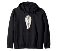 White Wolf Bold Arctic Animal Walking Forward, Love Wolves Zip Hoodie