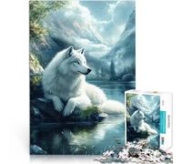 White Wolf by the Lake2000 Piece Jigsaw Puzzle for Adults Hand speed competition for is ideal as a gift for the whole family 70x100cm