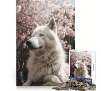 White Wolf Cherry Blossom Jigsaw Puzzles for Adults 1000 Brain Memory Restful Activity Tight Lock Cozy Xmas Gift (50x75cm)