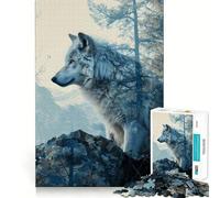 White Wolf Double Exposure 1000 Piece Jigsaws for Adults Brain Recall Game Tight Interlock No Gaps Calming Mental Break Activity (50x75cm)