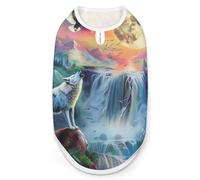 White Wolf Eagle Moon Print Dog Shirts Pet Clothes Sleeveless Tank Top for Small Puppy and Cats