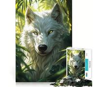 White Wolf Fox in Jungle Adults 1000 Piece Jigsaw Puzzle Memory Fun Game Clean Cut Sturdy Components Unique Gift for Stress Relief (38x26cm)