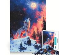 White Wolf Howling at The Moon 1000 Piece Teenager Puzzles Brain Boosting Play Tight Interlock No Gaps Relaxing Indoor Group Activity (38x26cm)