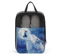 White Wolf Howling at The Moon Shoe Bag for Travel Daily Use Anti-dust Storage Carrier Golf Shoe Pouch