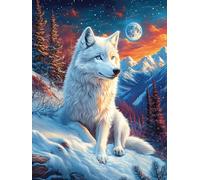 White Wolf in A Snowy Mountain Valley 500 Pcs Jigsaw Puzzles Scenery Science Fiction Puzzles for Adults Teens Relaxing Fun Family Game Team Building Stress Reducing Autumn Durable Cardboard 500 PCS