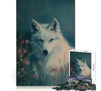 White Wolf in Bloom Adult Jigsaw Puzzle1000 Pieces Intellect Skill Peaceful Fun Ideal Fit Perfect Present (38x26cm)