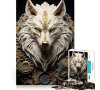 White Wolf in Ceramic Jigsaw 1000 Pieces for Teenagers Mental Boost Game Firm Fit Secure Assembly Family Fun Night Activity (38x26cm)