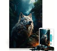 White Wolf in Fire And Fog 1000 Piece Jigsaw Puzzles for Teenagers Recall Fun Play Tight Interlock No Gaps Family Fun Night Activity (50x75cm)