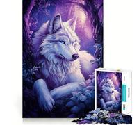 White Wolf in Forest Adults Puzzles 1000 Piece Jigsaws Recall Skill Fun High Precision Die Cut Easy to Learn Family Enjoyment (38x26cm)