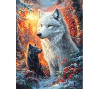 White Wolf in Magical Forest 1000 Pieces Premium Jigsaw Puzzle Adult Jigsaws Educational Challenge Mental Exercise Wall Art Winter Rigid Cardboard 1000 PCS