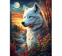 White Wolf in Magical Forest 300-piece Jigsaw Puzzle Set Magical Animal Fairy Tale For Adults Teens 14+ Logic Skill Indoor Game Family Game Night Summer Durable Material 300 PCS