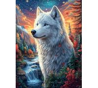 White Wolf in Mountain Stream 1000 Piece Jigsaw Puzzle for All Ages Idea Quality Time Cardboard Home Decor Accent 1000 PCS