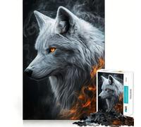 White Wolf in Smoke 1000 Piece Jigsaws for Adults Brain Recall Game Tight Interlock No Gaps Calming Mental Break Activity (38x52cm)