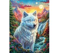 White Wolf in Snowy Mountain Stream 500 Piece Pack Classic Jigsaw Puzzle Couple Puzzle Partners Ultra Difficult Wall Decor Easter New Year Creativity & Gift Giving 500 PCS