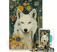 White Wolf in Starry Jungle Jigsaw Puzzle 1000 Pieces Mental Focus Game Precision Cut Smooth Edges Absorbing Activity for Quiet Nights (50x75cm)