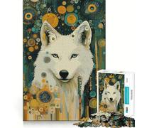 White Wolf in Starry Jungle Jigsaws for Adults1000 Pieces Brain Memory Game Fine Cut Premium Finishing Engaging Way to Pass Free Hours (38x26cm)