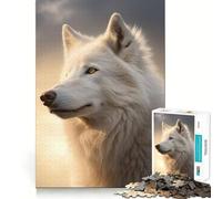 White Wolf in Sunset Jigsaw Puzzle 1000 Think Boost Game Tight Lock No Loose Pieces Interactive Brain Challenge for Home (50x75cm)
