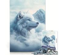 White Wolf in The Clouds 1000 Pieces Jigsaw Puzzles for Teenagers Clear Thinking Gentle Engagement Firm Interlock Nice Gift (50x75cm)