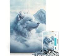 White Wolf in The Clouds Adults 1000 Piece Jigsaw Puzzle Memory Fun Game Clean Cut Sturdy Components Unique Gift for Stress Relief (50x75cm)