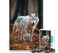 White Wolf in The Forest 1000 Piece Jigsaws for Adults Brain Recall Game Tight Interlock No Gaps Calming Mental Break Activity (50x75cm)