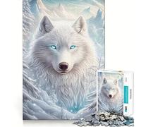 White Wolf in Winter 1000 Piece Jigsaw Puzzles for Teenagers Recall Fun Play Tight Interlock No Gaps Family Fun Night Activity (38x52cm)