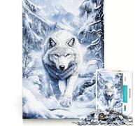 White Wolf in Winter Jigsaw 1000 Pieces Memory Skill Fun Smooth Edge Perfect Interlock Fun-filled Way to Fill Empty Hours (38x26cm)