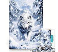 White Wolf in Winter Jigsaw Puzzles 1000 Piece for Adults Recall Fun Play Firm Fit Secure Assembly Family Fun Night Activity (38x52cm)